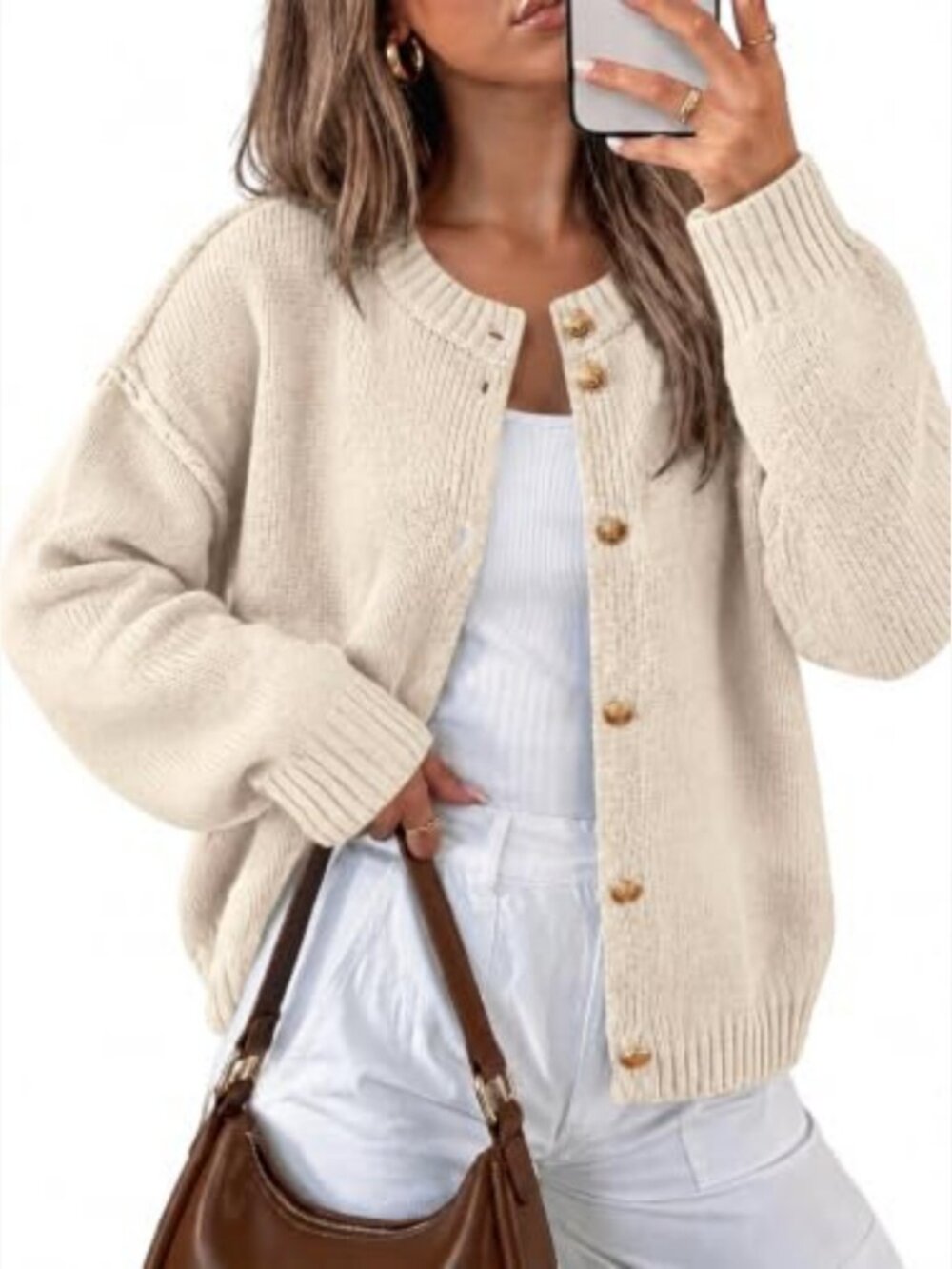 Chunky Oversized Button Up Ribbed Knit Cardigan Sweater Fall Winter